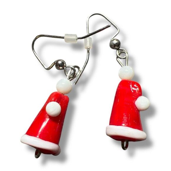 Bundle Sale 3 for $15 | Handcrafted Red & White Glass Dangle Earrings - Picture 3 of 7